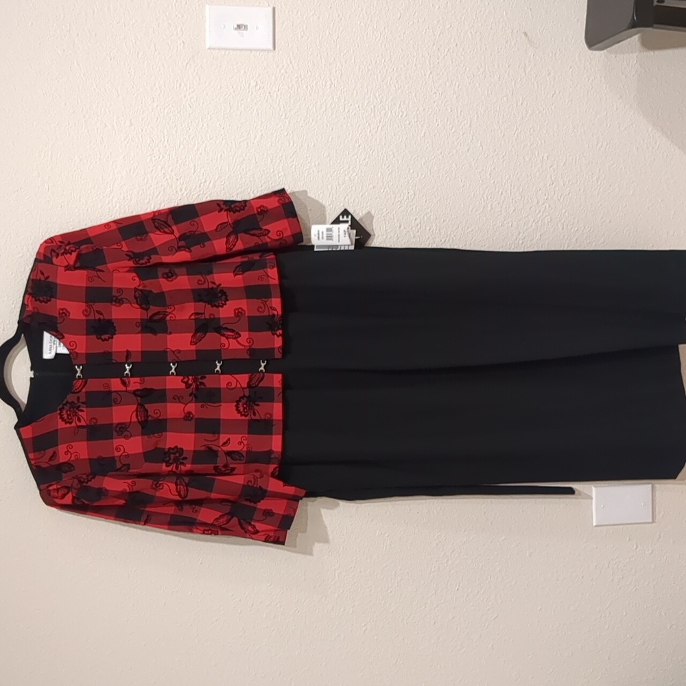 Miss Dorby Vintage 80's Red Plaid Dress Size 14P NWT